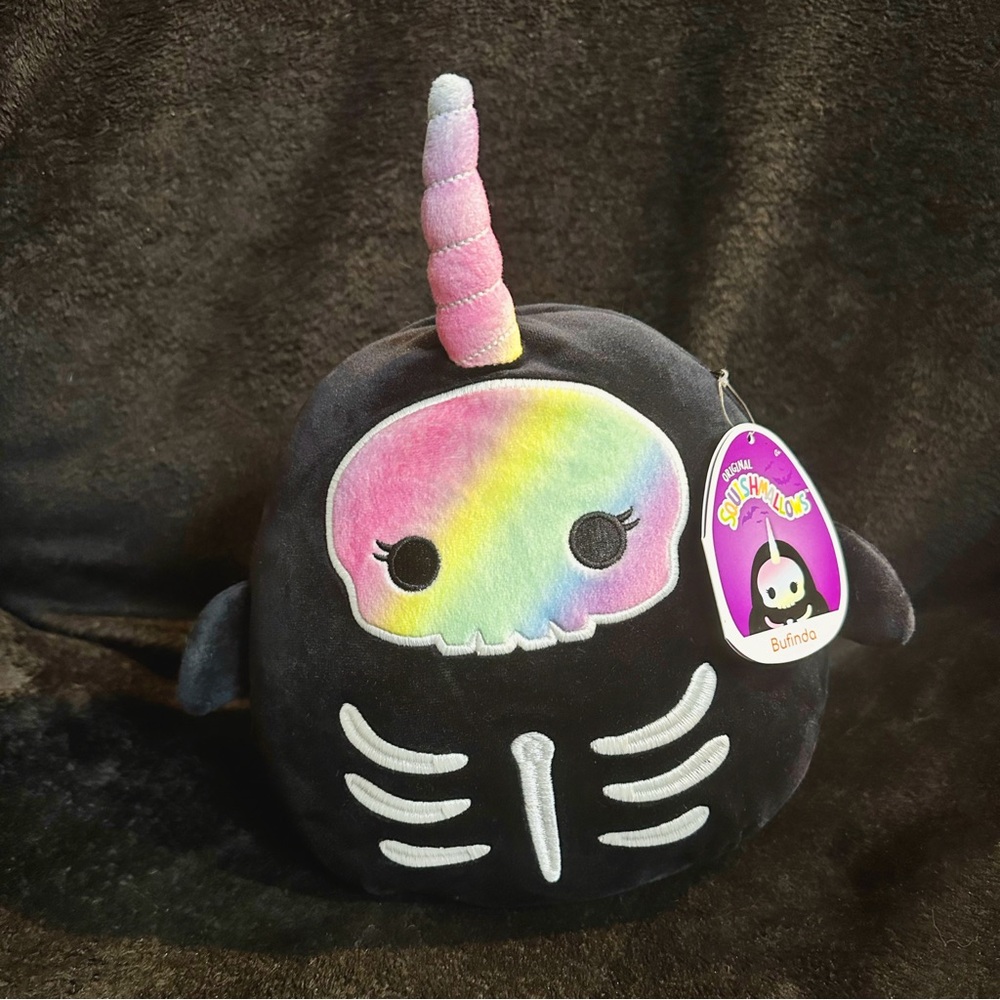 Squishmallows Skeleton Bufinda the Narwhal 8in